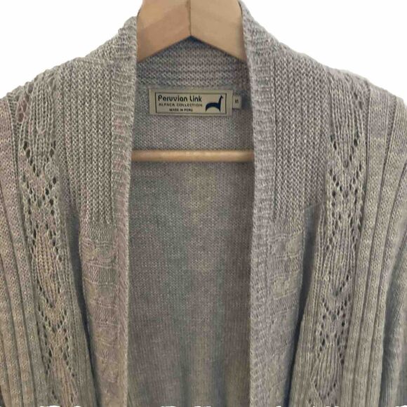 Peruvian Link Alpaca Collection Open Cardigan Sweater Womens Small Gray - Picture 2 of 8